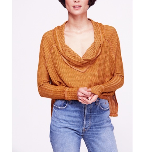 FP We The Free Waffle Knit Cowl Neck Wildcat - Picture 4 of 8